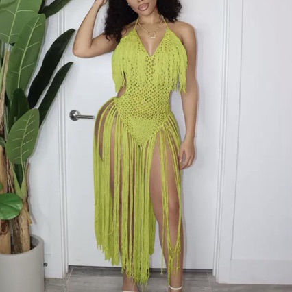 Crochet Tassel Beach Dress for Beachwear