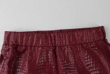 Women Sexy Bodycon Croc‑Print Ruffled Mini Skirt