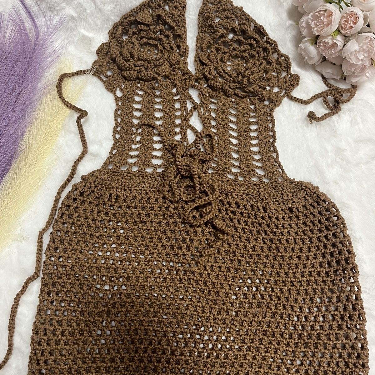 Crochet Knitted Bikini Bodycon Beach Dress for Beachwear
