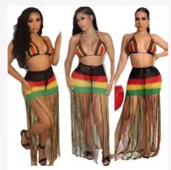 Tassel Hollow-Out Swimsuit Beach Dress for Summer