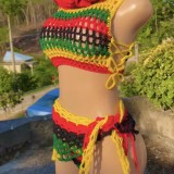 Women Crochet Knit Bikini Sexy Hollow‑Out Swimsuit Two‑Piece Set