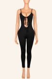 Women Sexy Lace‑Up Stretchy Hollow‑Out Jumpsuit