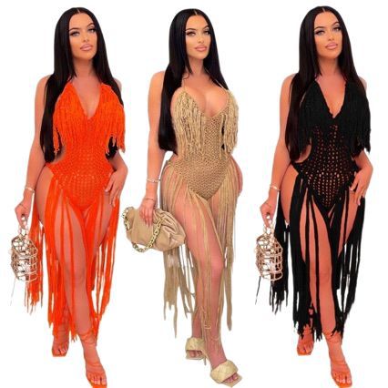 Crochet Tassel Beach Dress for Beachwear