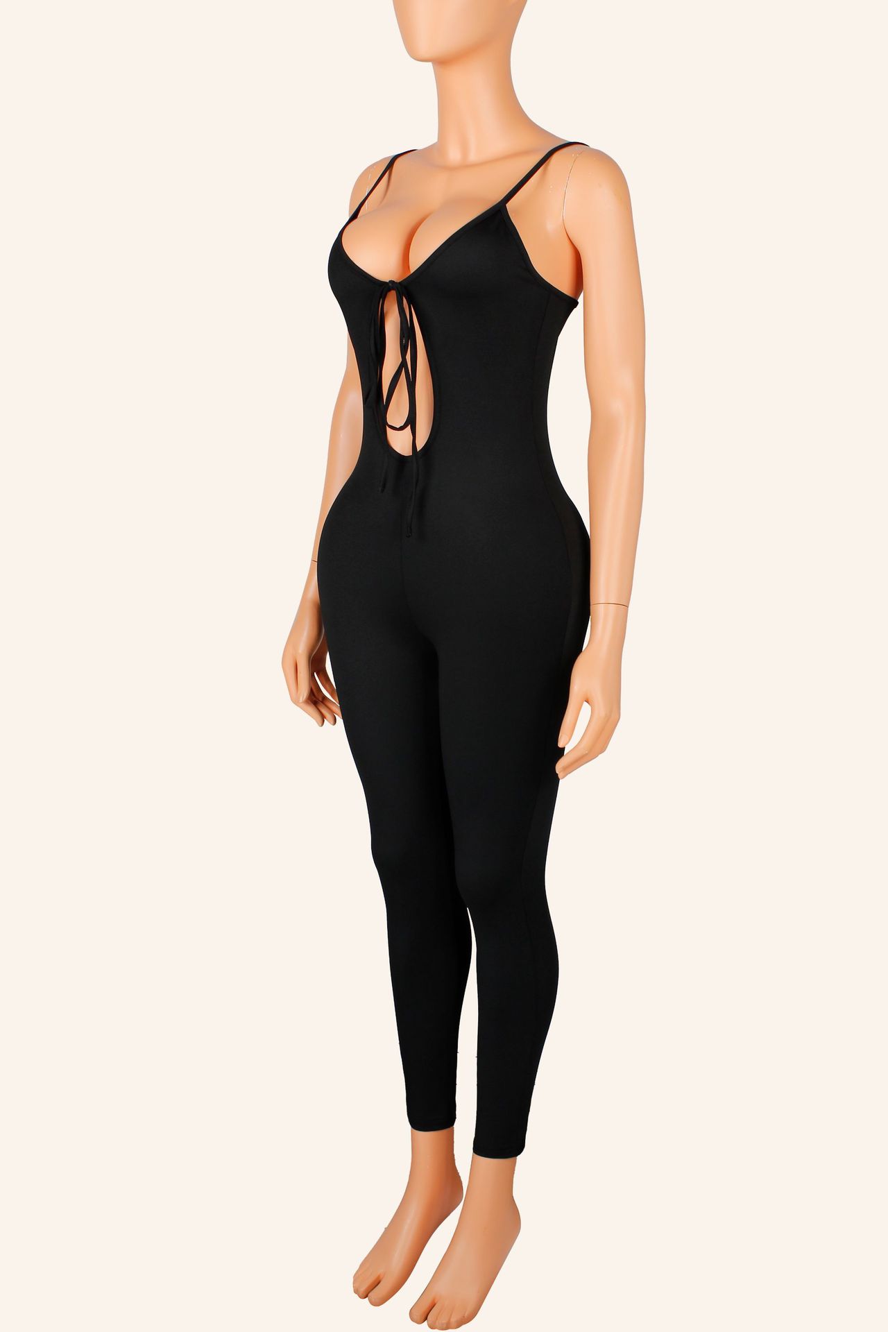 Lace-Up Stretchy Hollow-Out Jumpsuit for Activewear