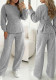 Women Casual Lace‑Up Top and Pant Two‑Piece Set