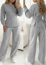 Women Casual Lace‑Up Top and Pant Two‑Piece Set Women Casual Lace‑Up Top and Pant Two‑Piece Set