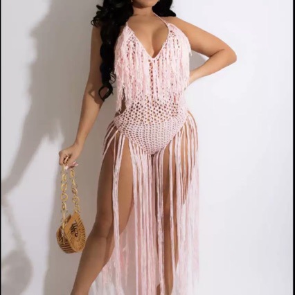 Crochet Tassel Beach Dress for Beachwear