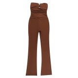 Women Sexy Strapless Printed Hollow‑Out Backless Jumpsuit