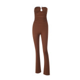 Women Sexy Strapless Printed Hollow‑Out Backless Jumpsuit