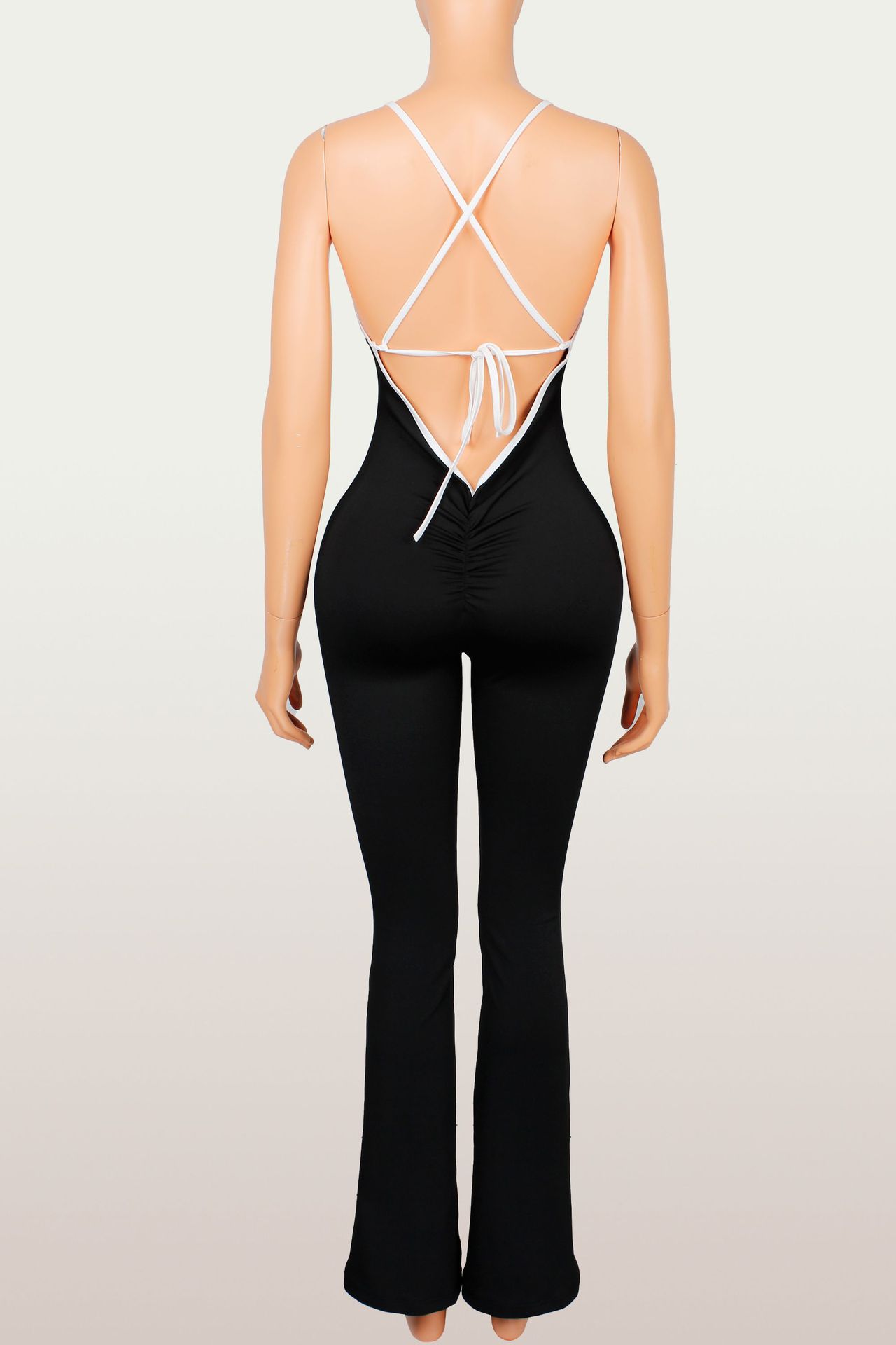 Backless Lace-Up Stretchy Jumpsuit for Fitness & Yoga
