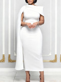 Summer Women’s Solid Color Slash Shoulder Elegant Sexy Formal Party Evening Dress