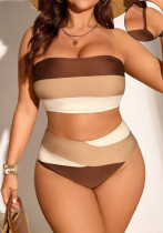 Plus Size Women’s Sexy Multicolor Patchwork Two Piece Swimsuit Plus Size Women’s Sexy Multicolor Patchwork Two Piece Swimsuit