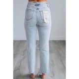 Spring Women’s Ripped Denim Tight Fitting Cropped Jeans