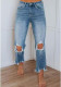Spring Women’s Ripped Denim Tight Fitting Cropped Jeans