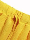 Holiday Women’s Casual Halter Neck Cross Front Low Back Crop Top Wide Leg Pants Two Piece Set