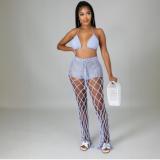 Women’s See Through Hollow Out Beach Crochet Fishnet Pants Set