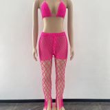 Women’s See Through Hollow Out Beach Crochet Fishnet Pants Set