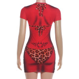 Summer Women’s Sexy Slim Fit See Through Printed Bodycon Mini Dress