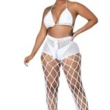 Women’s See Through Hollow Out Beach Crochet Fishnet Pants Set