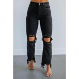 Spring Women’s Ripped Denim Tight Fitting Cropped Jeans