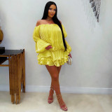 Women’s Off Shoulder Cascading Ruffle Slim Fit Sexy Mini Dress