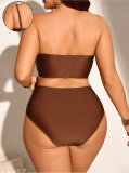 Plus Size Women’s Sexy Multicolor Patchwork Two Piece Swimsuit