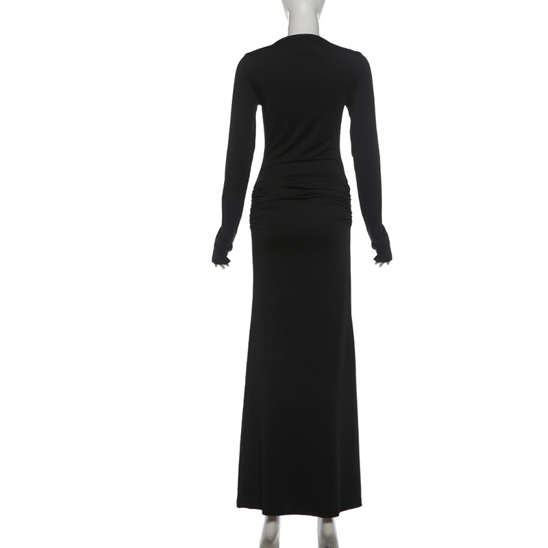 Solid Slim Fit Pleated Dress for Summer Parties