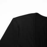 Women’s Autumn Sexy Square Neck Long Sleeve Lace Up Slim Fit Jumpsuit