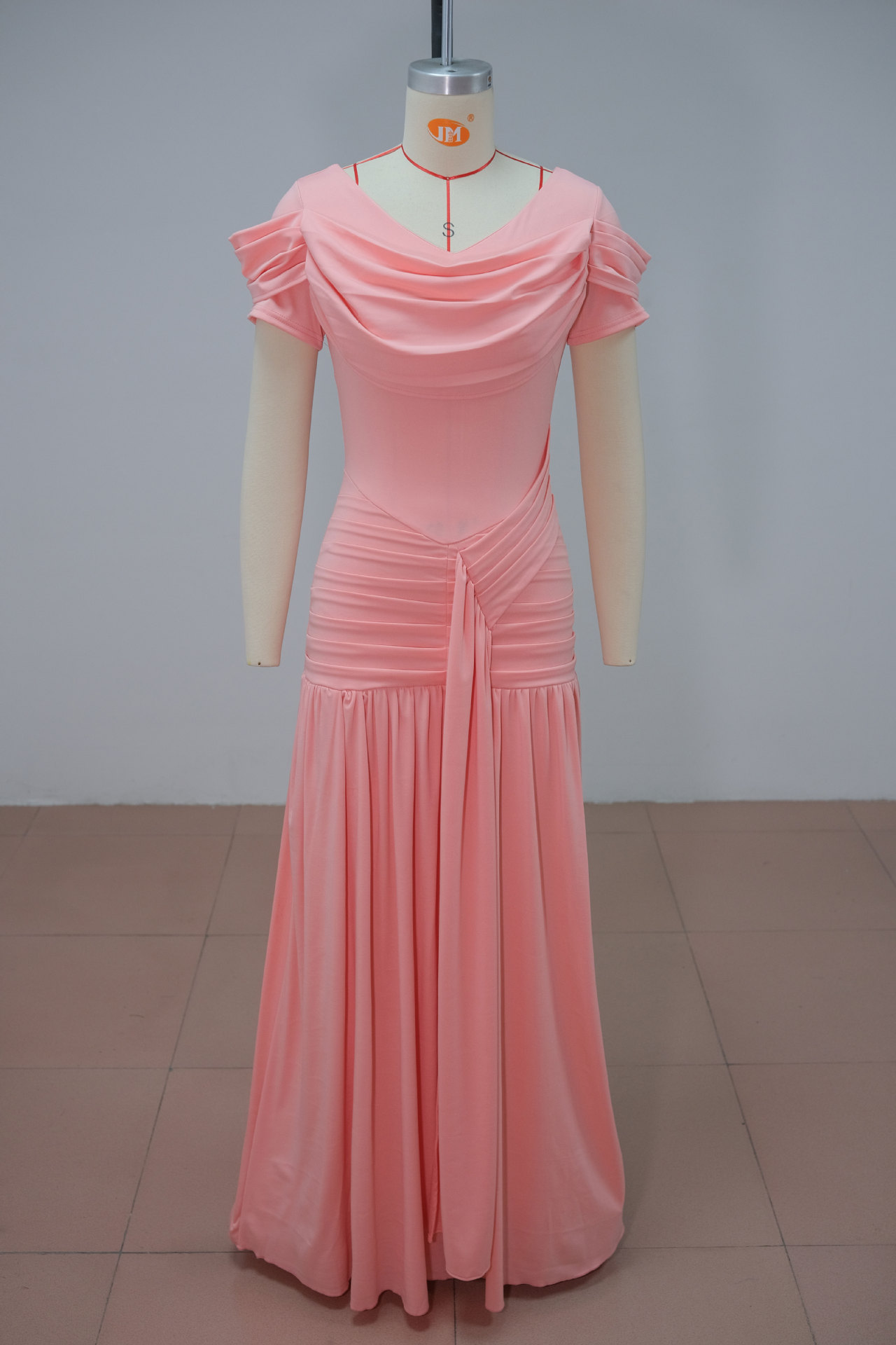 Solid Ruched Flare Maxi Dress for Autumn