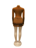 Women Autumn‑Winter Elegant Bodysuit & Skirt Two‑Piece Set