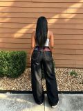 Women Star‑Flag Pocket Denim Pants