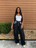 Women Star‑Flag Pocket Denim Pants