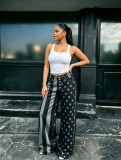 Women Autumn Star‑Striped Printed Denim Pants