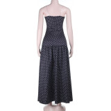 Women Polka‑Dot Tie‑Knot Cutout Holidays Maxi Dress