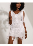 Women Tassel Sequin Multi‑Layer Tassel Mesh Dress