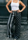Women Autumn Star‑Striped Printed Denim Pants