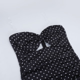 Women Polka‑Dot Tie‑Knot Cutout Holidays Maxi Dress