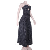 Women Polka‑Dot Tie‑Knot Cutout Holidays Maxi Dress