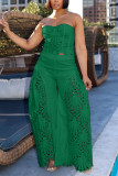 Women Lace Strapless Two Piece Pants Set Sexy Party Clubwear Outfit