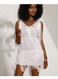 Women Tassel Sequin Multi‑Layer Tassel Mesh Dress