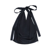 Women Cowl Halter Neck V‑Neck Backless Lace‑Up Crop Top Tank Top