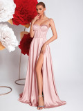Women Satin Slip Evening Dress