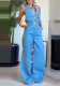 Women Summer Denim Wide‑Leg Jumpsuit