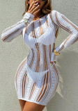 Women See‑Through Long Sleeve Beach Cover‑Up Holidays Dress