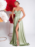 Women Satin Slip Evening Dress