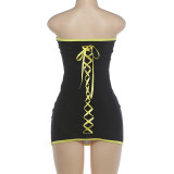 Women Summer Printed Sleeveless Strapless Bodycon Dress