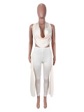Women’s Sexy Halter Neck Sleeveless Low-Back Top with Ribbon Shorts Set