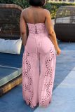 Women Lace Strapless Two Piece Pants Set Sexy Party Clubwear Outfit