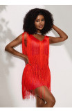 Women Tassel Sequin Multi‑Layer Tassel Mesh Dress