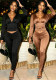 Women Casual Sexy Long‑Sleeve Top & Pants Two‑Piece Set